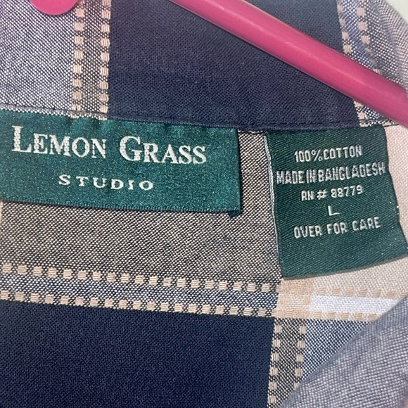 Lemon Grass, plaid, short sleeved, button up blouse. Size Large GUC - Picture 4 of 4